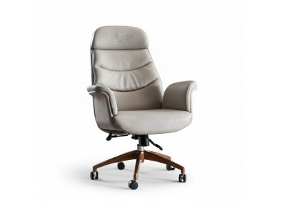 Chaise de bureau en cuir beige en acier inoxydable Mobilier de bureau de luxe Mobilier Neuf