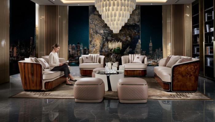 Canapé 3 places Beige Salon Design Moderne Canapés de luxe Canapé en cuir neuf