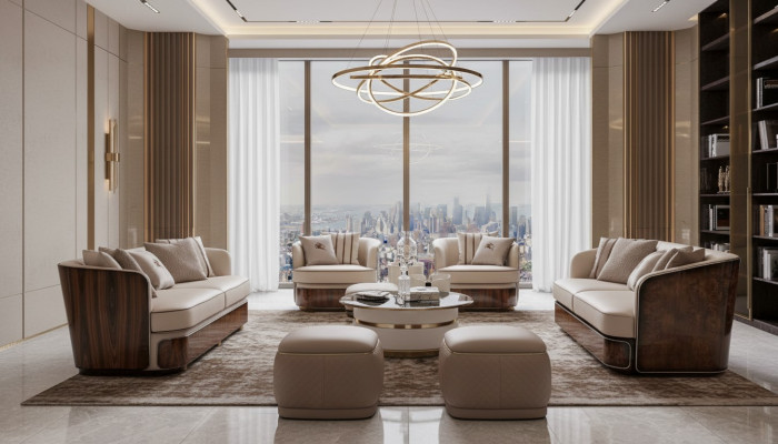 Canapé 3 places Beige Salon Design Moderne Canapés de luxe Canapé en cuir neuf