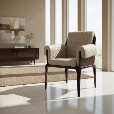 Chaise nouvelle et moderne design créatif Mobilier de luxe Chaises de salle à manger en bois cuir