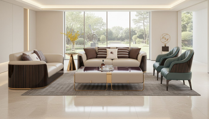 Canapé 3 places Beige Design Moderne Canapés Canapés Cuir nouveaux Créatifs