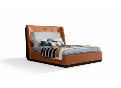 Lit 2 x Table de chevet Chambre Orange Créatif Mobilier Moderne en Bois Lits de Luxe
