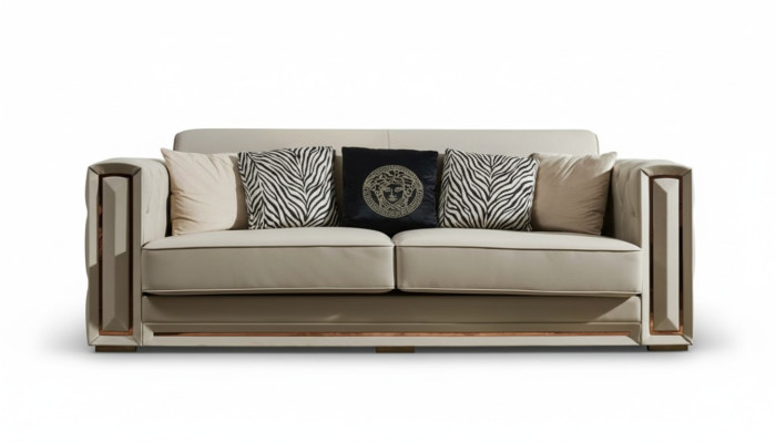 Chesterfield canapé en cuir beige de luxe Conception de salon Canapés rembourrés