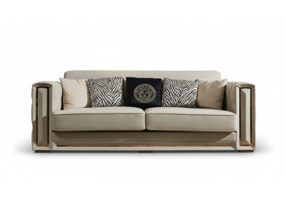 Chesterfield canapé en cuir beige de luxe Conception de salon Canapés rembourrés