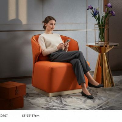 Fauteuil en tissu de luxe orange Salon Textile nouveau Design moderne créatif