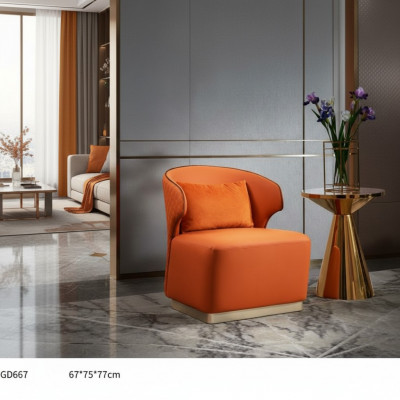 Fauteuil en tissu de luxe orange Salon Textile nouveau Design moderne créatif