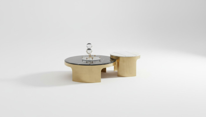 Double table basse noir blanc Table de luxe Salon créative