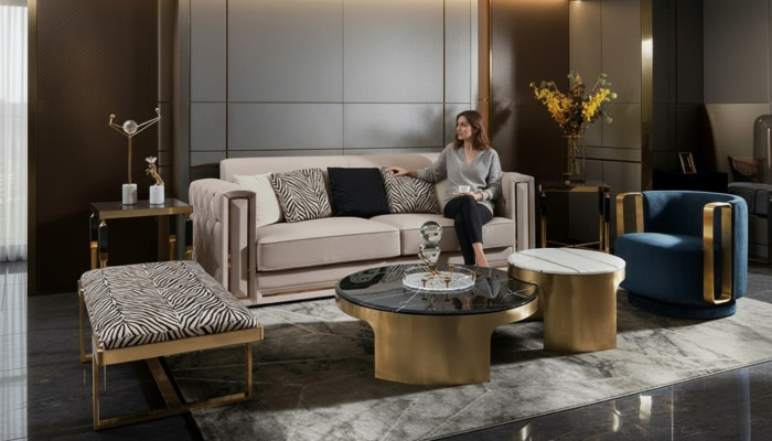 Tabouret Zèbre Salon en acier inoxydable nouveau Mobilier de design moderne de luxe