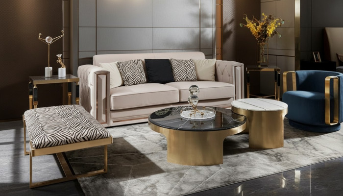 Tabouret Zèbre Salon en acier inoxydable nouveau Mobilier de design moderne de luxe