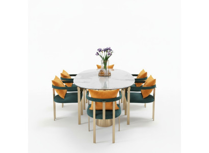 Table à manger Marbre acier inoxydable nouvelle création Mobilier de design moderne de luxe