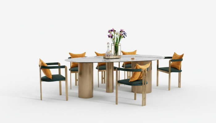 Groupe de salle à manger Table à manger Ensemble de table 4x Chaises Lehn Mobilier Salle à manger Tables