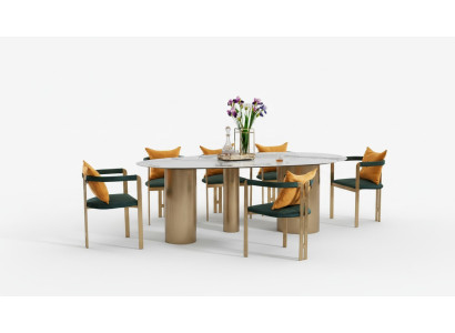 Groupe de salle à manger Table à manger Ensemble de table 4x Chaises Lehn Mobilier Salle à manger Tables