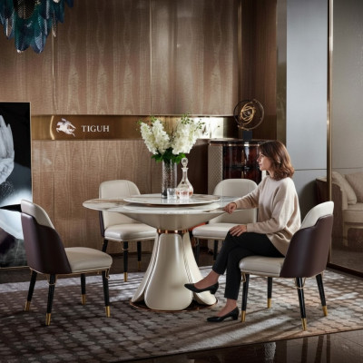 Ensemble de chaises 4x en cuir lait Luxe Salle à manger de nouvelle conception créative