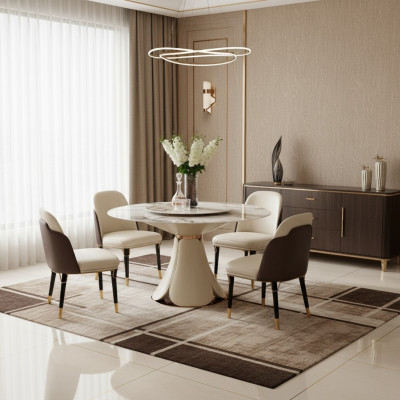 Ensemble de chaises 4x en cuir lait Luxe Salle à manger de nouvelle conception créative