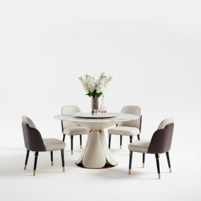 Ensemble de chaises 4x en cuir lait Luxe Salle à manger de nouvelle conception créative