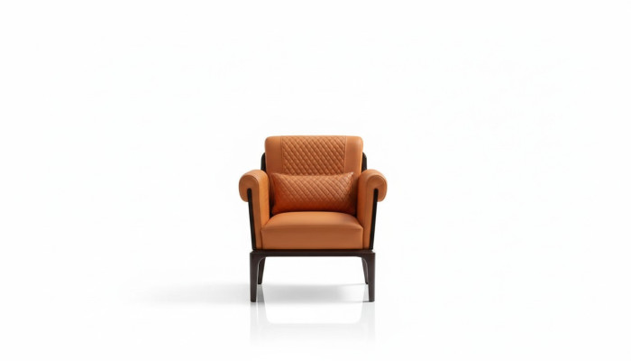 Fauteuil Orange Chaise en cuir Lehn Design moderne Mobilier de luxe Salon en bois nouveau