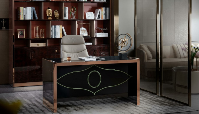 Tisch Stuhl Arbeitszimmer Schreibtisch Schwarz Büroausstattung Möbel Luxus 2 Stücke
