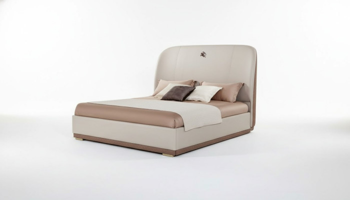 Lit Beige Cuir Bois Chambre Lit en Cuir Design Moderne Meubles de Luxe
