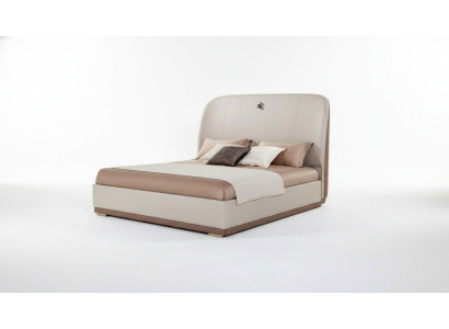 Lit Beige Cuir Bois Chambre Lit en Cuir Design Moderne Meubles de Luxe