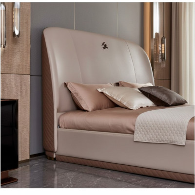 Lit 2x Table de chevet en cuir Lit en bois Chambre à coucher Lit en cuir Design moderne Meubles