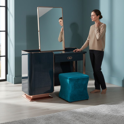 Hocker Bleu Textile Chambre à coucher Neuf Créatif Design Moderne Meubles Luxe Tissu Neuf
