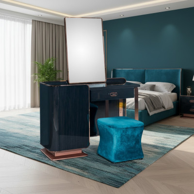 Hocker Bleu Textile Chambre à coucher Neuf Créatif Design Moderne Meubles Luxe Tissu Neuf