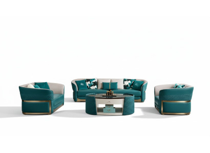 Ensemble de canapé Chesterfield Revêtement Canapé Canapé 3+1 Ensemble Cuir Textile Tissu