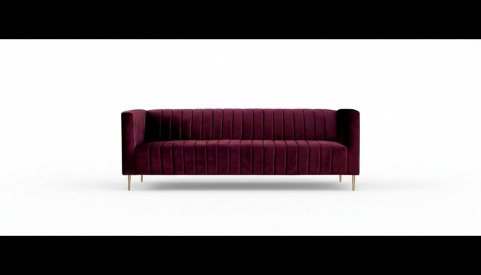 Canapé trois places en tissu, design de salon moderne Bordeaux.