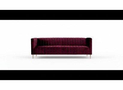 Canapé trois places en tissu, design de salon moderne Bordeaux.