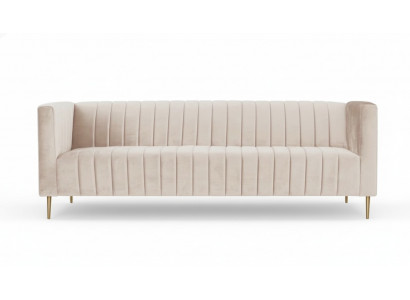 Canapé trois places beige en tissu rembourré, design de salon, nouveaux canapés modernes.