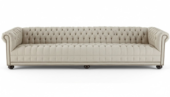 Canapés de design quatre places en tissu Chesterfield crème pour le salon