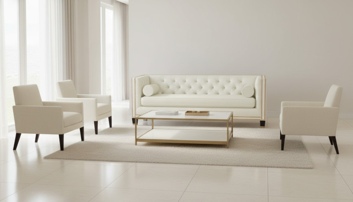 Canapé Chesterfield beige meubles cuir salon design moderne canapés neufs