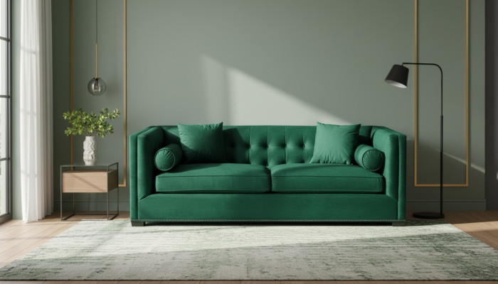 Canapés Chesterfield en tissu vert pour salon, canapé rembourré, canapés, divan, canapé trois places.