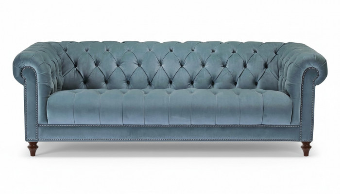 Chesterfield canapés design Turquoise Revêtement canapé nouveau Trois places Tissu Salon