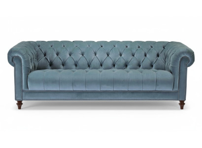 Chesterfield canapés design Turquoise Revêtement canapé nouveau Trois places Tissu Salon