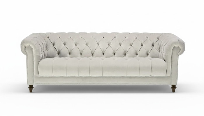Argent Trois Canapés Design en Tissu Trois Places Canapés Rembourrés Originaux Chesterfield neufs