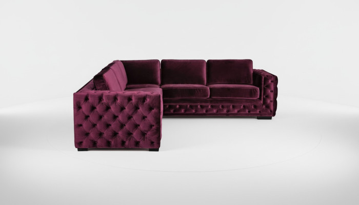 Canapé d'angle bourgogne Chesterfield en velours Mobilier de nouvelle salle de séjour Design moderne Canapé