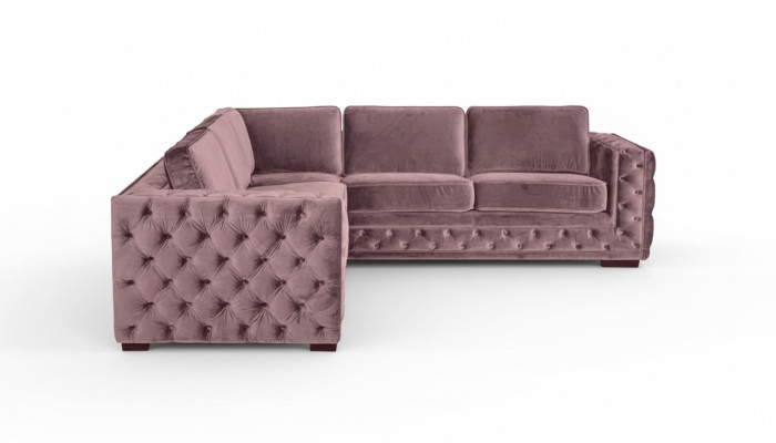 Canapé d'angle en velours rose Paysage de vie Canapé ensemble d'angles Rembourrage Altrosa Design de meubles