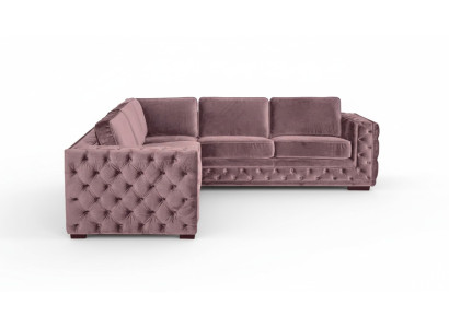 Canapé d'angle en velours rose Paysage de vie Canapé ensemble d'angles Rembourrage Altrosa Design de meubles