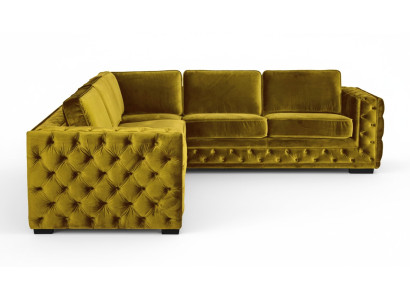 Canapé d'angle en velours Chesterfield Chesterfield Canapé Rembourrage Ensemble d'angle Canapé Salon Canapés Jaune
