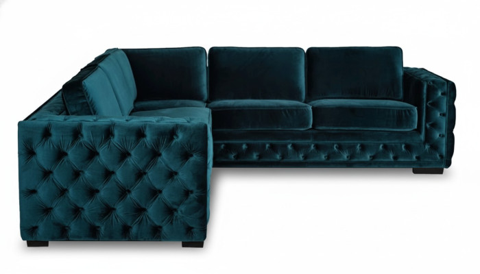 Canapé d'angle vert Canapé paysage vivant Ensemble de coin Rembourrage Mobilier Design Chesterfield