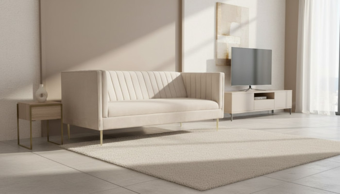 Canapé italien trois places mobilier moderne design canapé en tissu textile velours beige