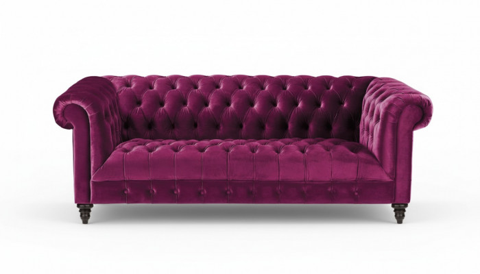 Canapés Chesterfield en tissu rose à trois places - Nouveaux originaux