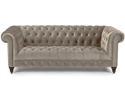Canapé en velours beige, meubles de luxe Chesterfield avec boutons, canapé trois places.