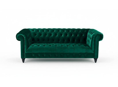 Chesterfield canapé turquoises de luxe avec boutons Trois places en velours.
