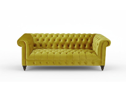 Trois places Chesterfield canapé design moderne en tissu jaune Canapé neuf Meubles originaux