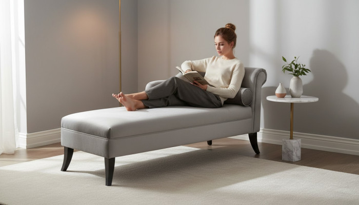 Chaise longue Meubles créatifs Salon Design moderne Canapé Tissu Argent