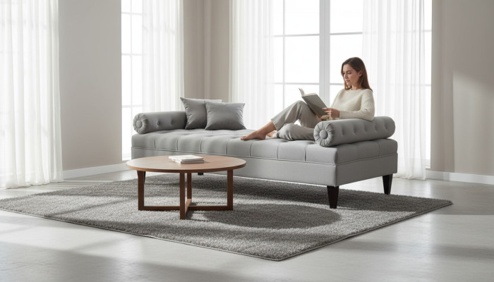 Chaiselongue Design Moderne Sofa Lit Meubles Neuf Salon Tissu Chesterfield
