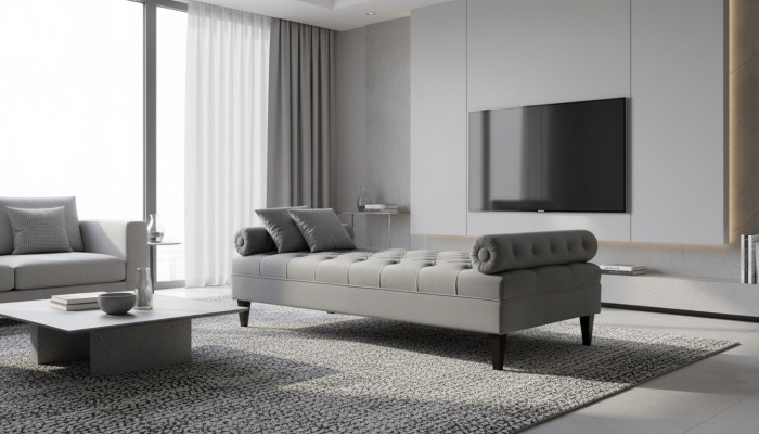 Chaiselongue Design Moderne Sofa Lit Meubles Neuf Salon Tissu Chesterfield