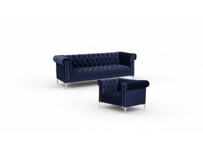 Blue e Chesterfield Sofa-Set Couch Royal Blue Couchen Sofa-Set Sets neu  Bleu et ensemble de canapé Chesterfield bleu royal Nouveaux ensembles de canapés sofa.